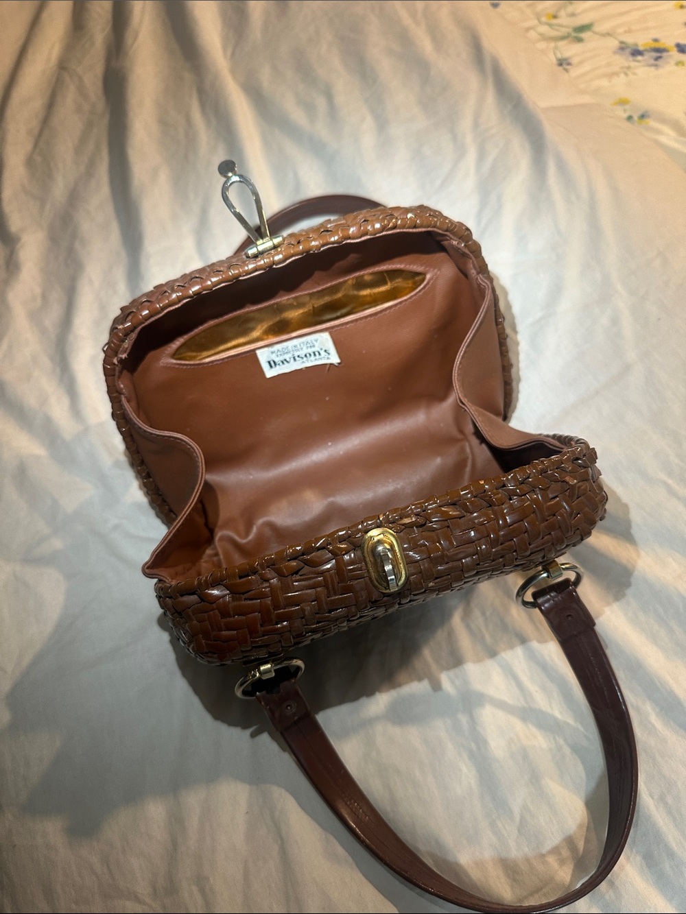 Woven Brown Top-Handle Satchel for Women - Picture 3 of 5